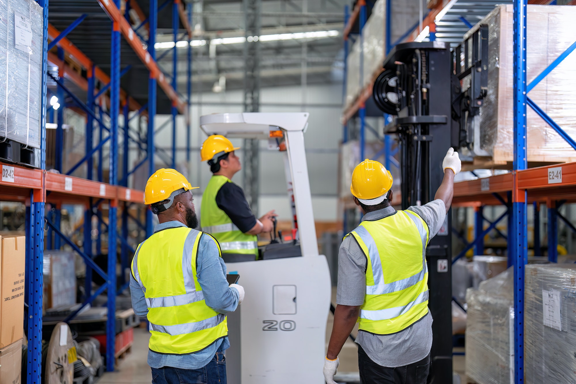 African american working in warehouse