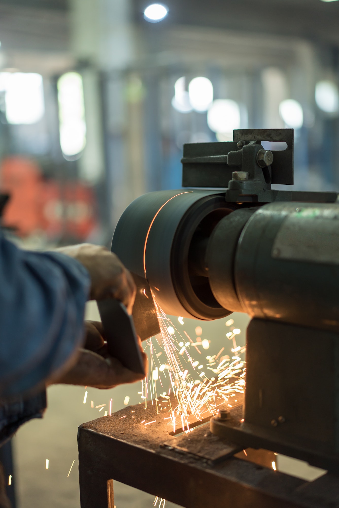 metal piece manufactured on a bench grinder