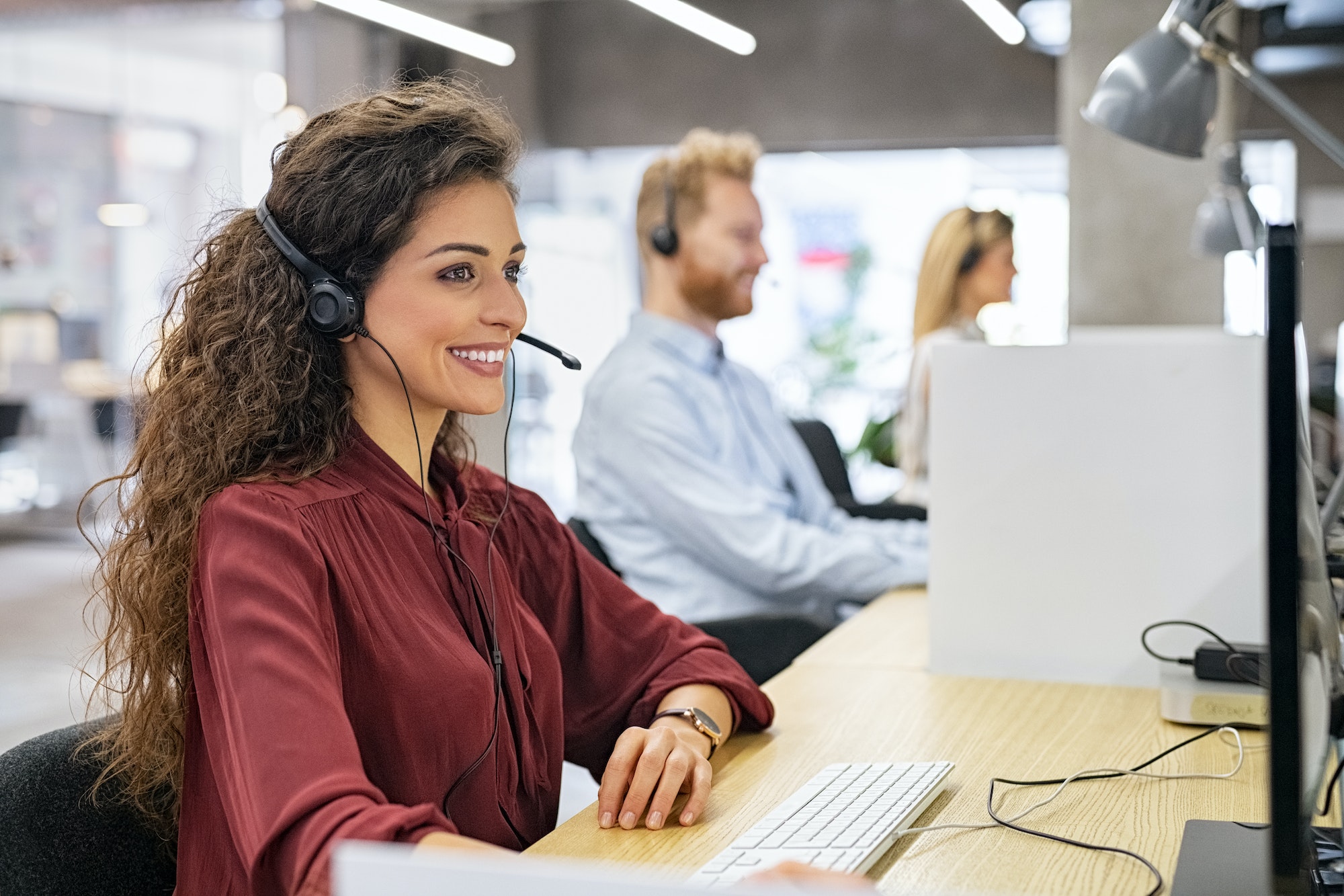 Woman working in call center