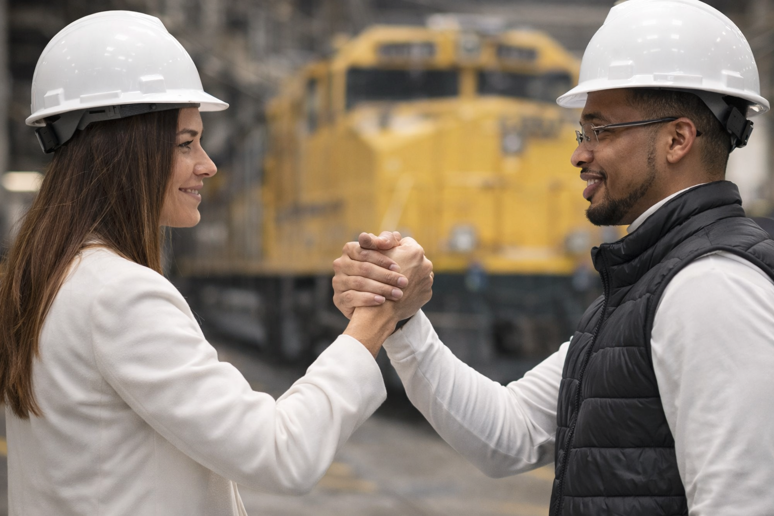 workforce alignment man and woman joining hands
