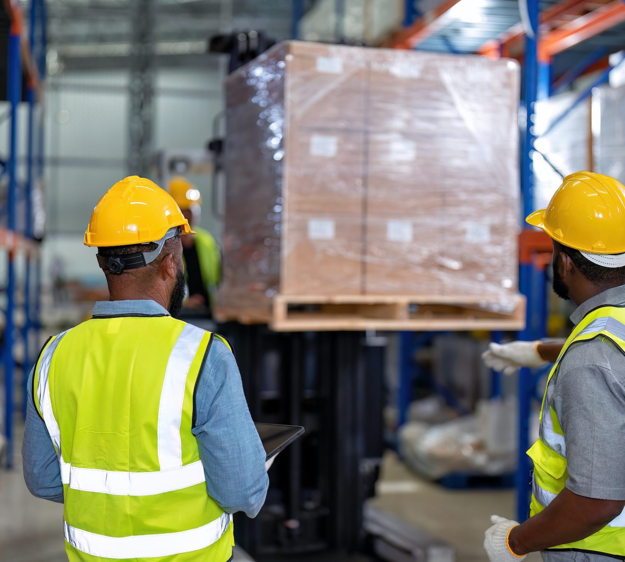 African american working in warehouse